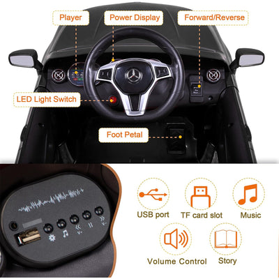 TOBBI 6 Volt Kids Electric Battery Powered Ride On Toy Mercedes Benz Car, Black - VMInnovations