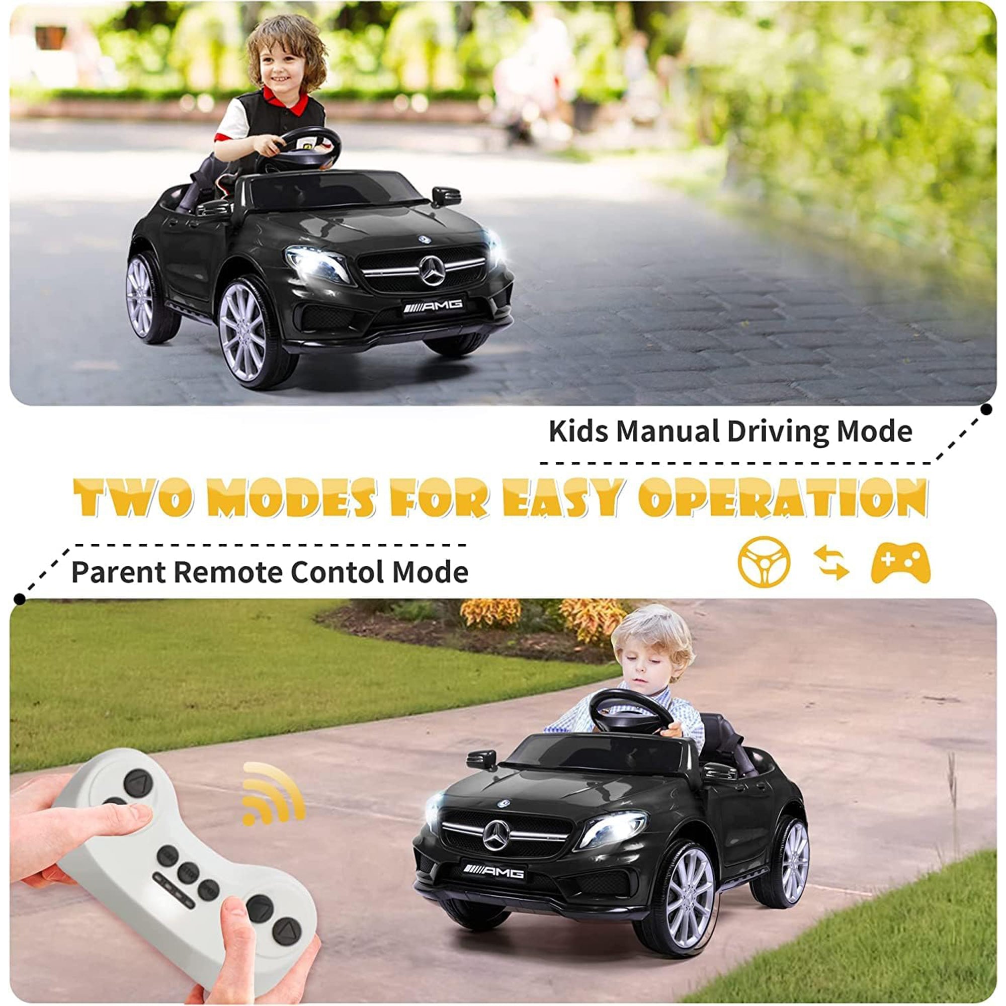 TOBBI 6 Volt Kids Electric Battery Powered Ride On Toy Mercedes Benz Car, Black - VMInnovations