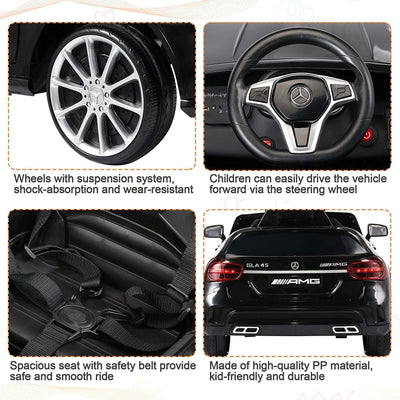 TOBBI 6 Volt Kids Electric Battery Powered Ride On Toy Mercedes Benz Car, Black - VMInnovations