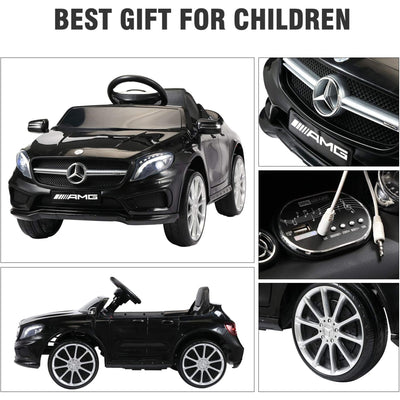 TOBBI 6 Volt Kids Electric Battery Powered Ride On Toy Mercedes Benz Car, Black - VMInnovations
