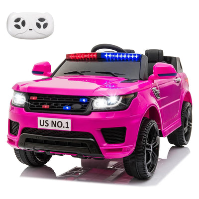 TOBBI 12 Volt Battery Powered Ride On Police SUV for Kids Ages 3 Years, Rose Red - VMInnovations