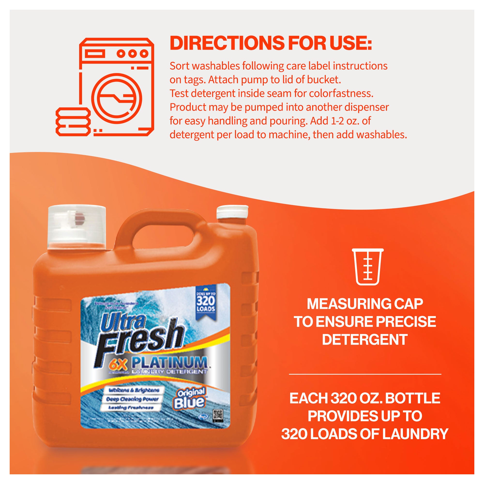 Ultra Fresh 6X Platinum 2 x 2.5 Gal Laundry Detergent, 640 Loads, Original Blue - VMInnovations