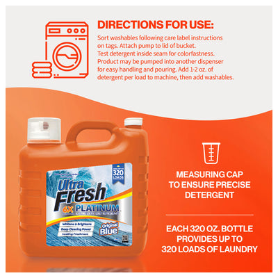 Ultra Fresh 6X Platinum 2 x 2.5 Gal Laundry Detergent, 640 Loads, Original Blue - VMInnovations