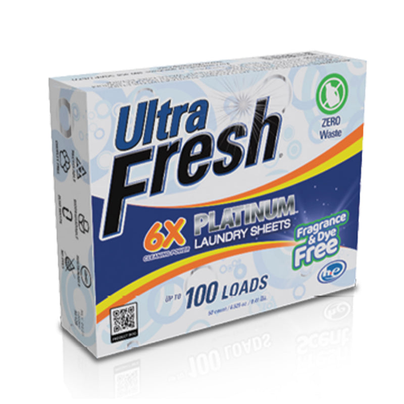 Ultra Fresh Platinum 6X Laundry Detergent Sheets with Fragrance and Dye Free