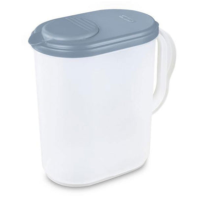 Sterilite Plastic Lidded Pitcher with Clear Base & Handle, Washed Blue, 12-Pack