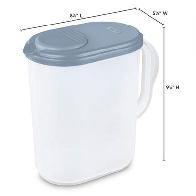 Sterilite Plastic Lidded Pitcher with Clear Base & Handle, Washed Blue, 18-Pack