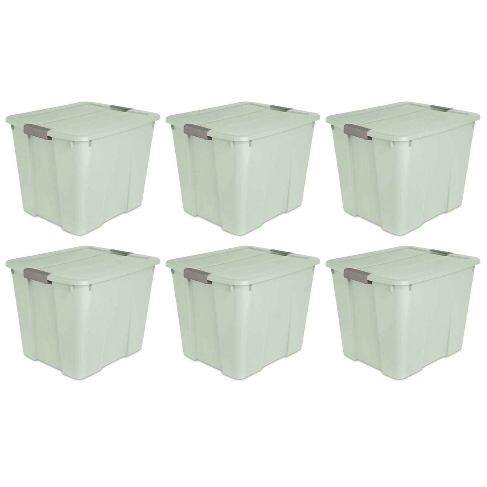 Sterilite 20 Gal Latch Tote Home Storage Organizer Bin w/ Handles, Mint, 6-Pack - VMInnovations