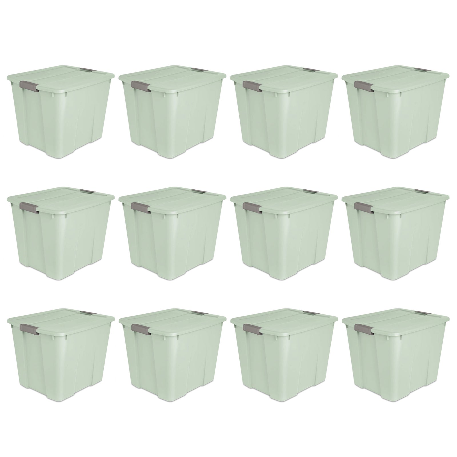 Sterilite 20 Gal Latch Tote Home Storage Organizer Bin w/ Handles, Mint, 12-Pack - VMInnovations