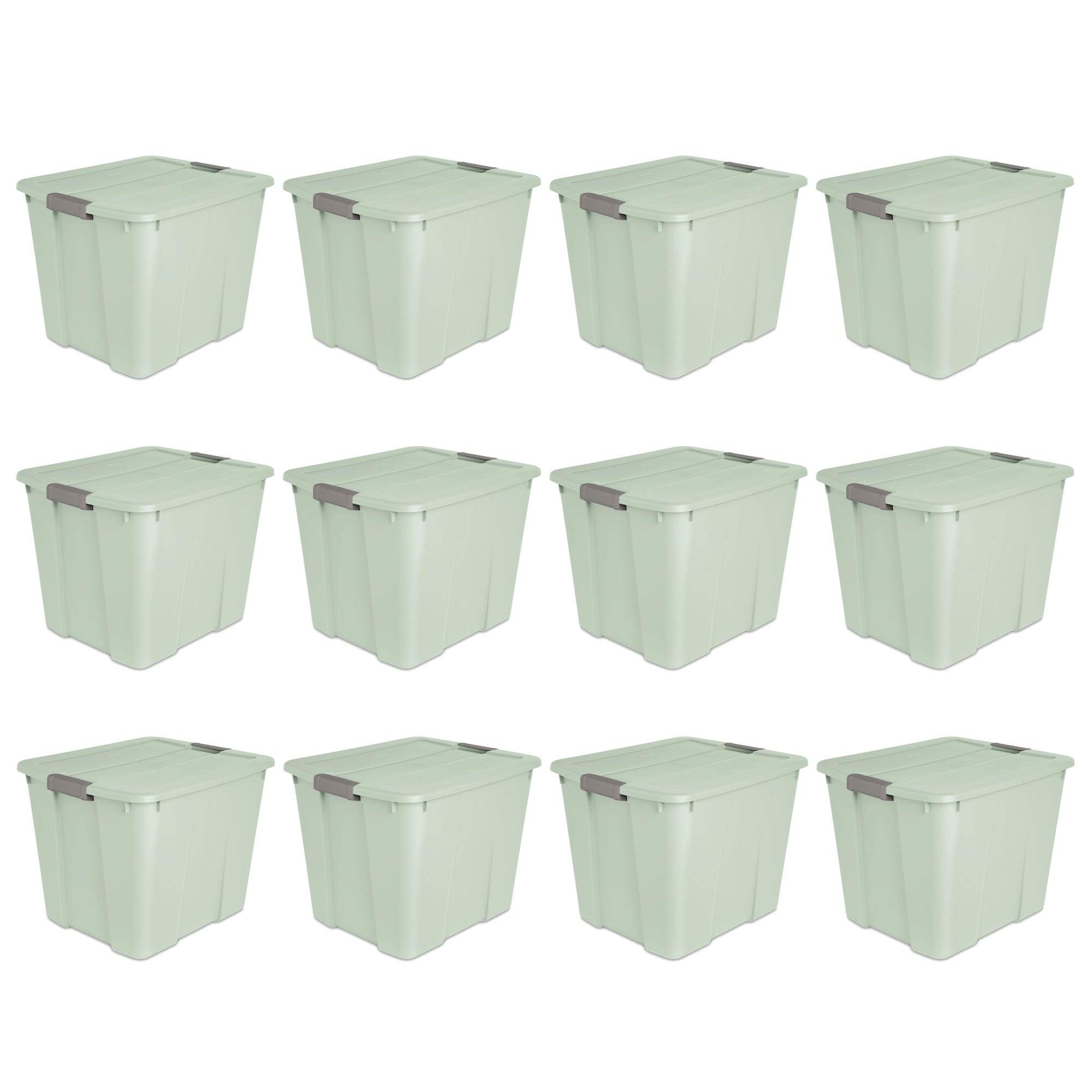 Sterilite 20 Gal Latch Tote Home Storage Organizer Bin w/ Handles, Mint, 12-Pack - VMInnovations