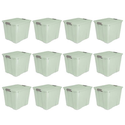 Sterilite 20 Gal Latch Tote Home Storage Organizer Bin w/ Handles, Mint, 12-Pack - VMInnovations
