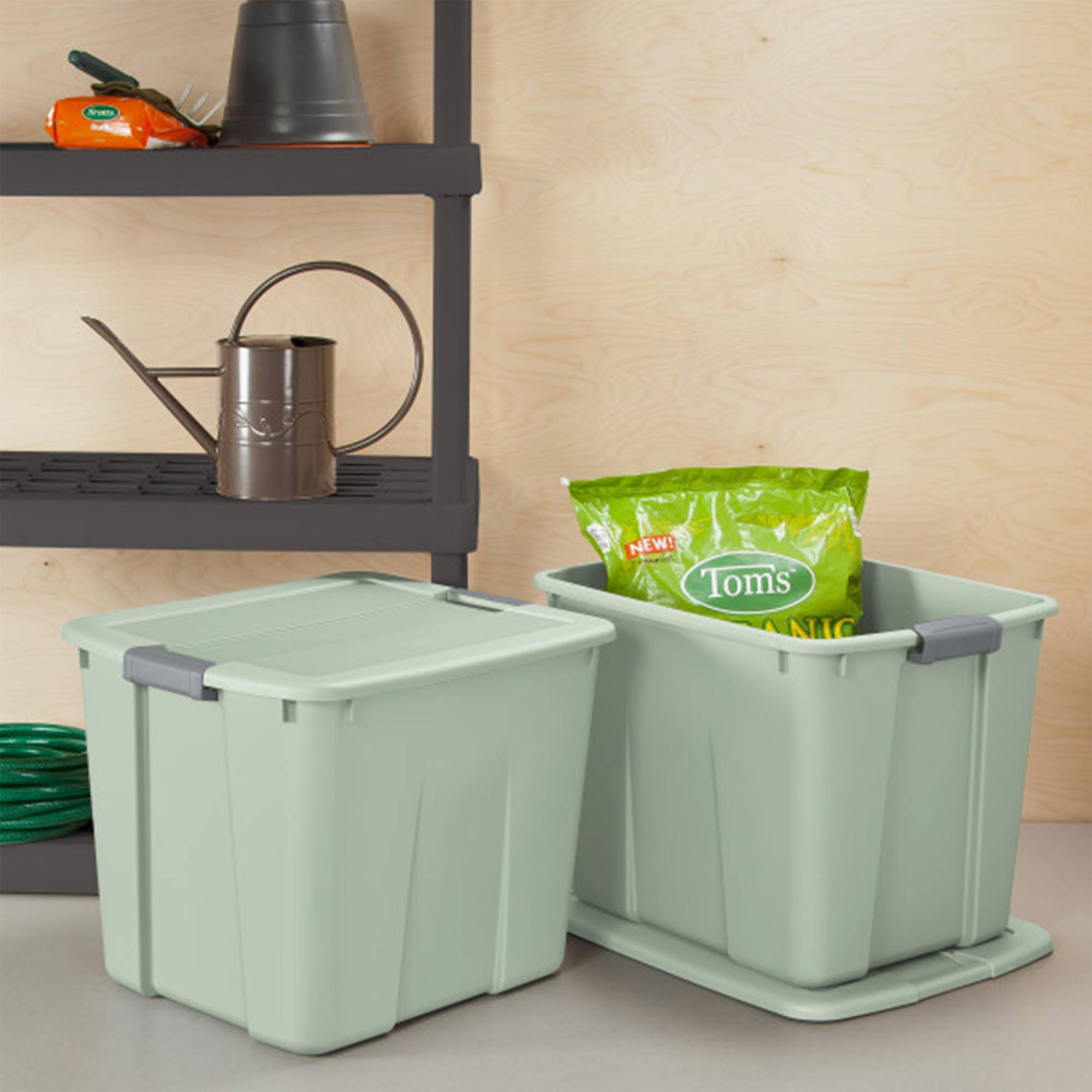 Sterilite 20 Gal Latch Tote Home Storage Organizer Bin w/ Handles, Mint, 18-Pack - VMInnovations