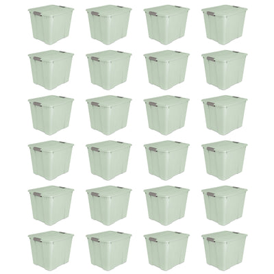 Sterilite 20 Gal Latch Tote Home Storage Organizer Bin w/ Handles, Mint, 24-Pack - VMInnovations