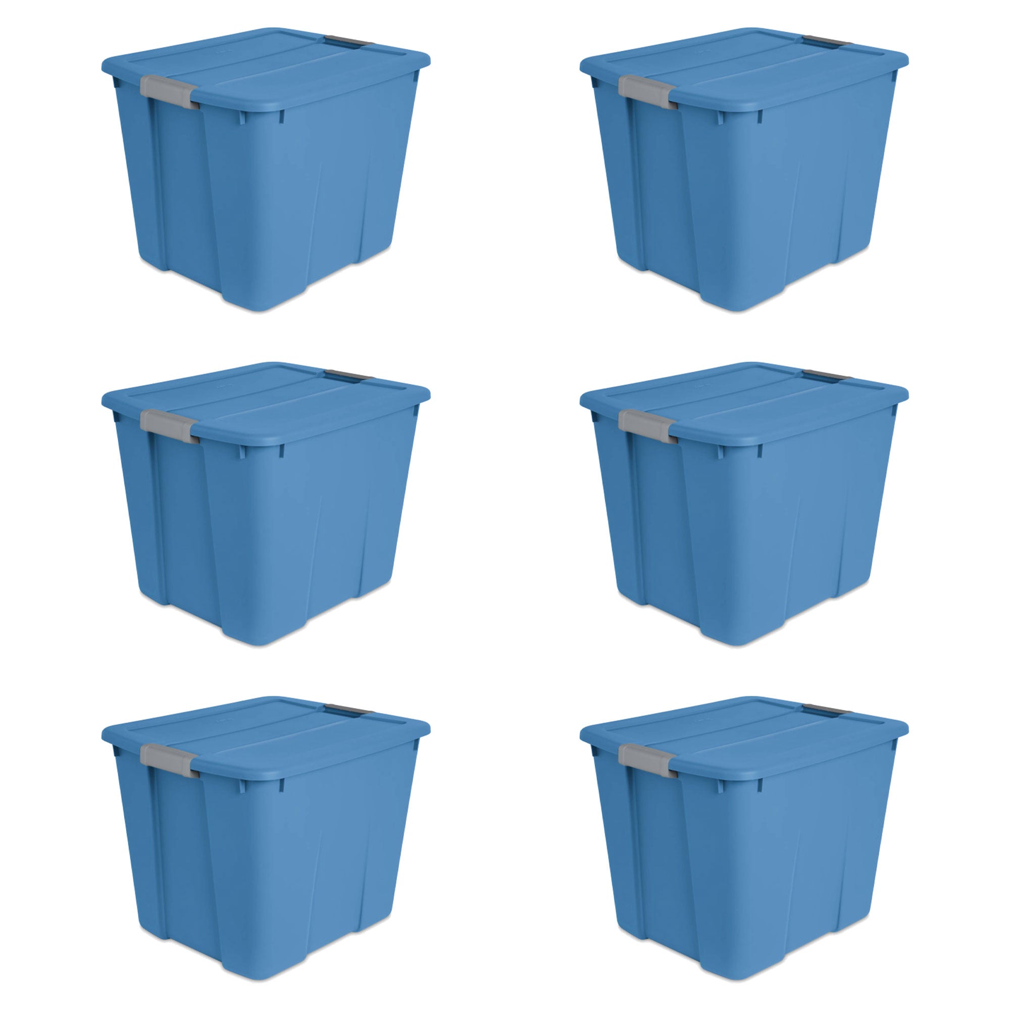 Sterilite 20 Gal Latch Tote w/Handles for Home Storage Bins, Blue Ash (6 Pack)