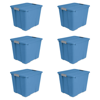 Sterilite 20 Gal Latch Tote w/Handles for Home Storage Bins, Blue Ash (6 Pack)