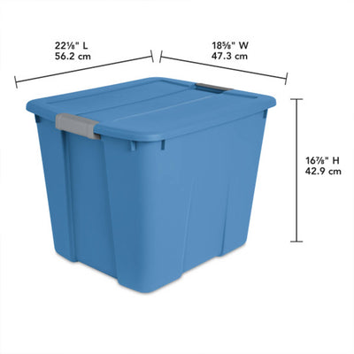 Sterilite 20 Gal Latch Tote w/Handles for Home Storage Bins, Blue Ash (6 Pack)