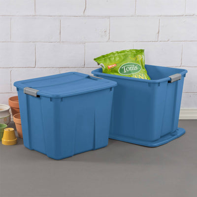 Sterilite 20 Gal Latch Tote w/Handles for Home Storage Bins, Blue Ash (6 Pack)