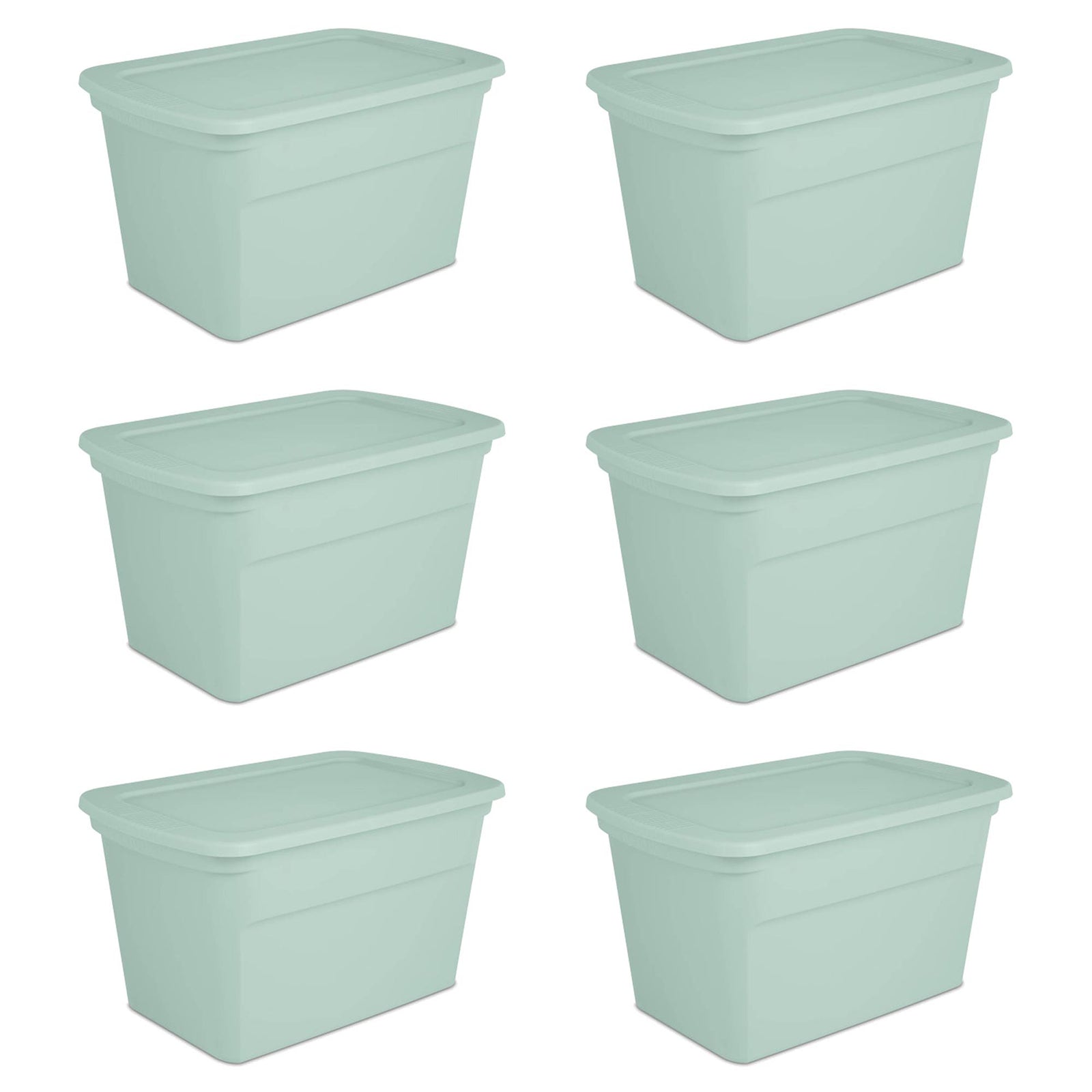 Sterilite 30 Gal Latch Tote with Handles for Home Storage, Mindful Mint (6 Pack) - VMInnovations
