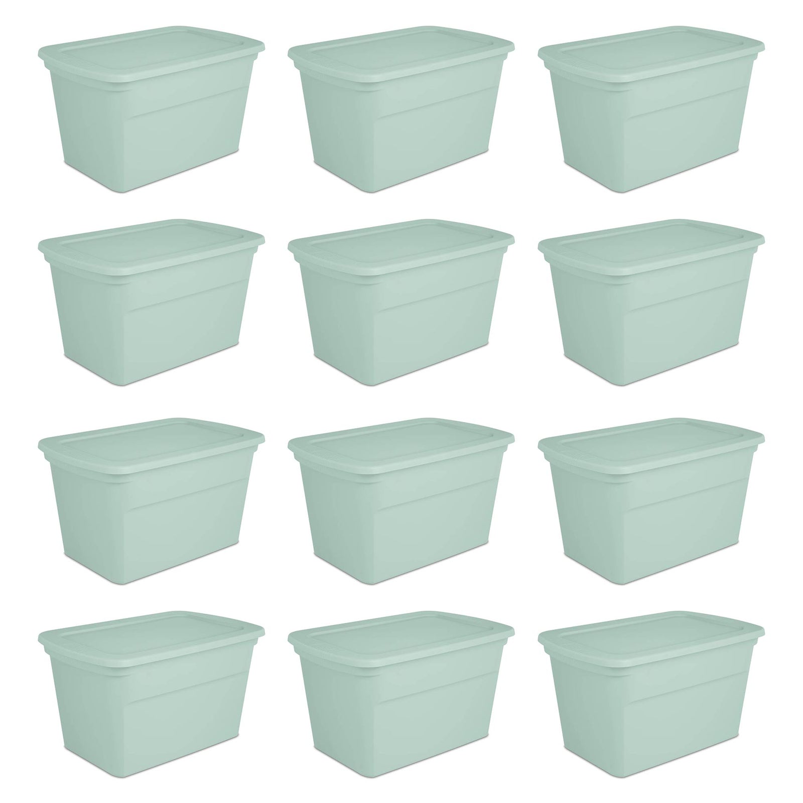 Sterilite 30 Gal Latch Tote with Handle for Home Storage, Mindful Mint (12 Pack) - VMInnovations