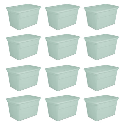 Sterilite 30 Gal Latch Tote with Handle for Home Storage, Mindful Mint (12 Pack) - VMInnovations