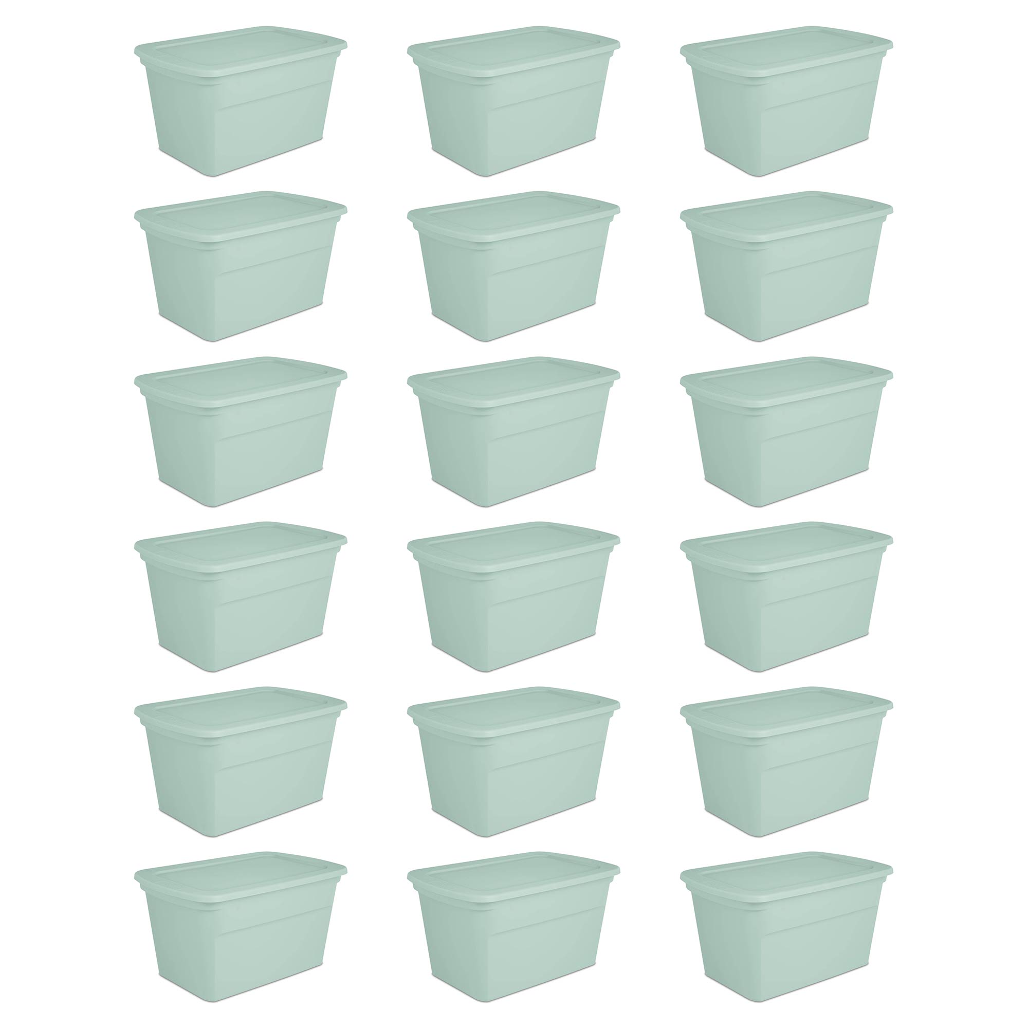 Sterilite 30 Gal Latch Tote with Handle for Home Storage, Mindful Mint (18 Pack) - VMInnovations