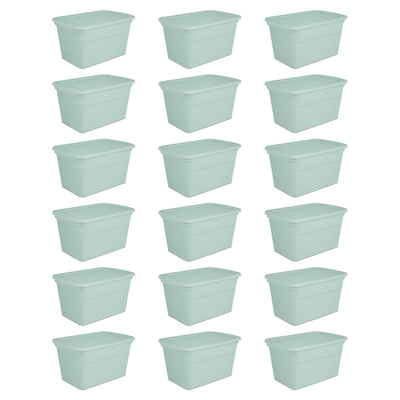 Sterilite 30 Gal Latch Tote with Handle for Home Storage, Mindful Mint (18 Pack) - VMInnovations