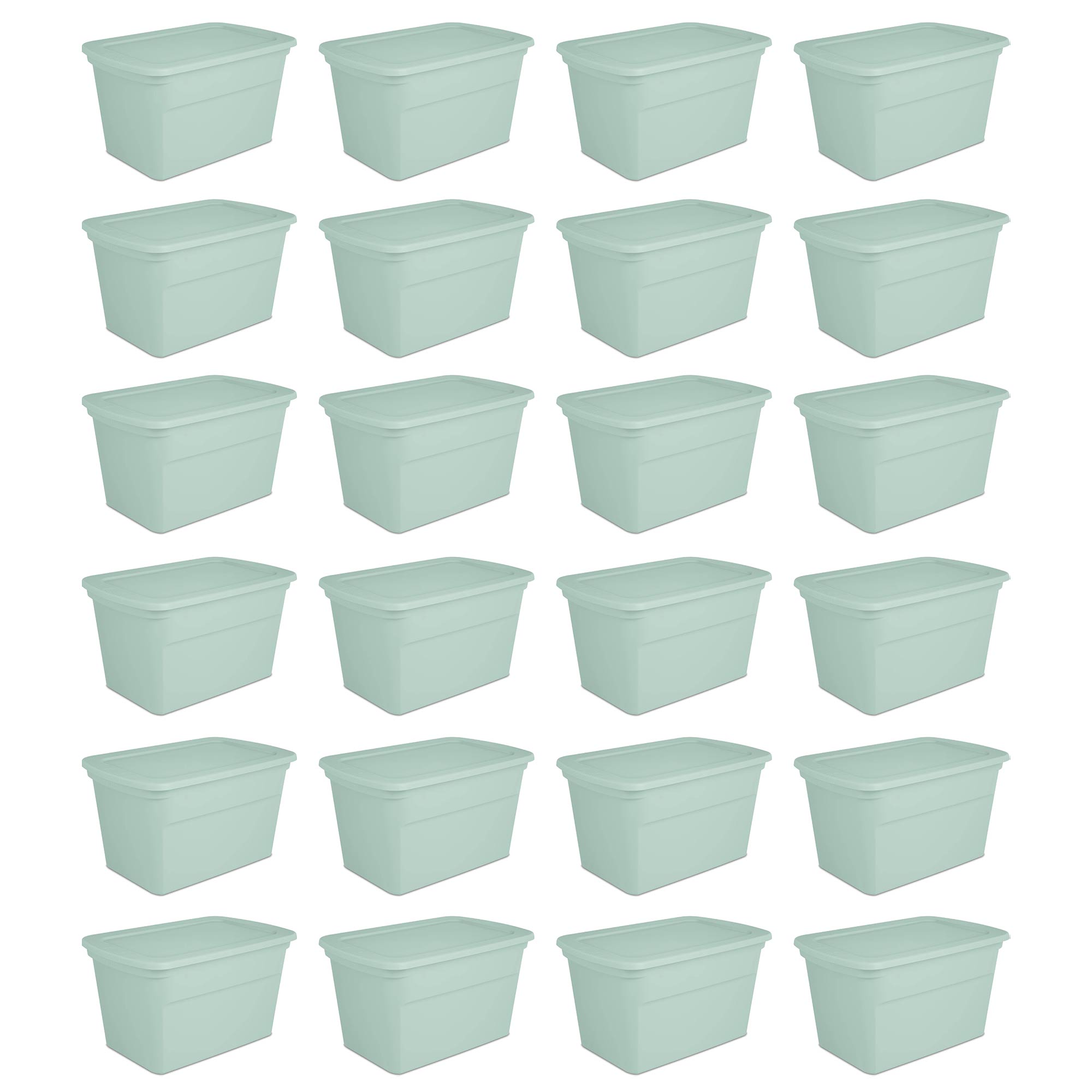 Sterilite 30 Gal Latch Tote with Handle for Home Storage, Mindful Mint (24 Pack) - VMInnovations