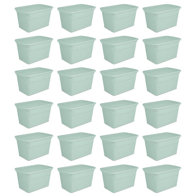 Sterilite 30 Gal Latch Tote with Handle for Home Storage, Mindful Mint (24 Pack) - VMInnovations