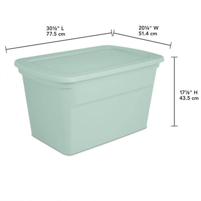 Sterilite 30 Gal Latch Tote with Handle for Home Storage, Mindful Mint (24 Pack) - VMInnovations