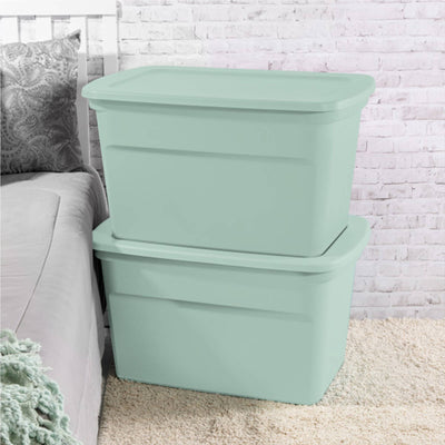 Sterilite 30 Gal Latch Tote with Handle for Home Storage, Mindful Mint (24 Pack) - VMInnovations