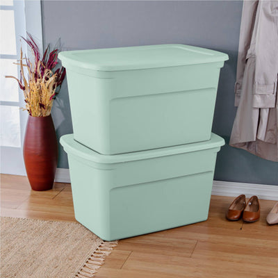 Sterilite 30 Gal Latch Tote with Handle for Home Storage, Mindful Mint (24 Pack) - VMInnovations
