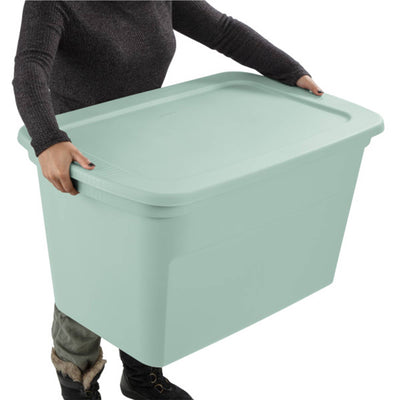 Sterilite 30 Gal Latch Tote with Handle for Home Storage, Mindful Mint (24 Pack) - VMInnovations