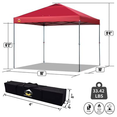 Crown Shades 10x10 Ft Instant Pop Up Shade Canopy & Carry Bag, Red (Used)