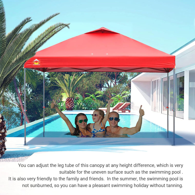 Crown Shades 10x10 Ft Instant Pop Up Shade Canopy & Carry Bag, Red (Used)