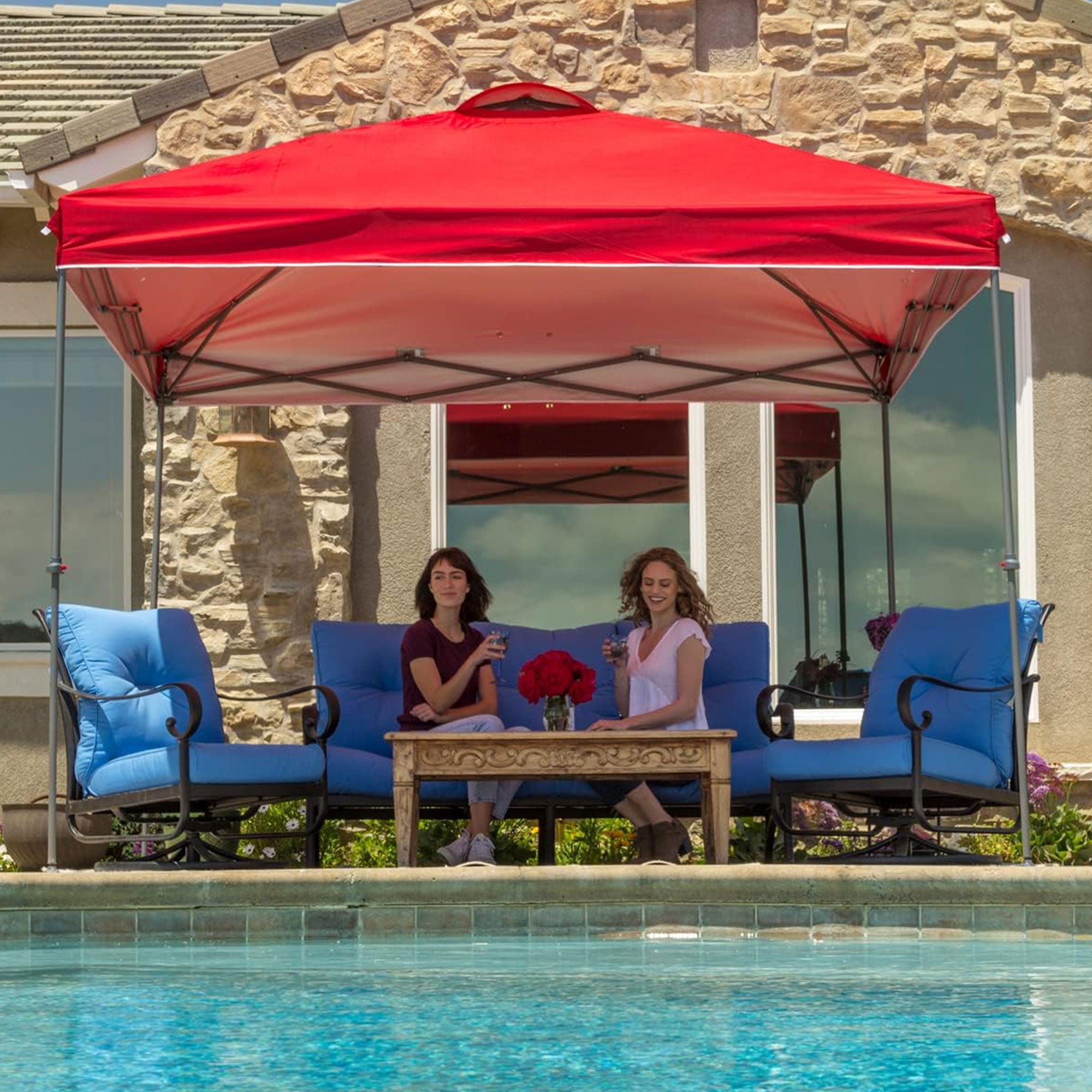 Crown Shades 10x10 Ft Instant Pop Up Shade Canopy & Carry Bag, Red (Used) - VMInnovations