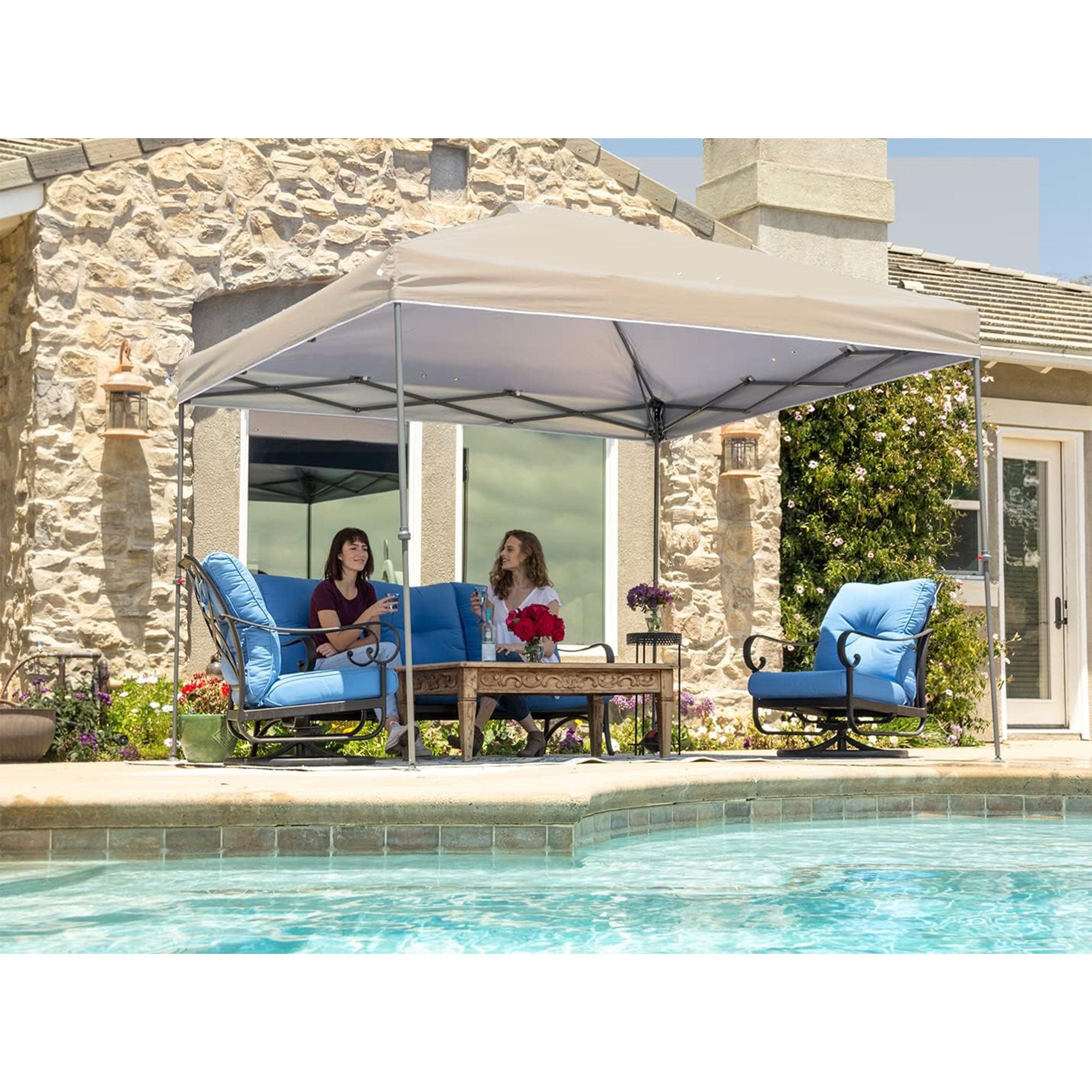Crown Shades 10x10 Ft Instant Pop Up Shade Canopy & Carry Bag, Beige (Open Box) - VMInnovations