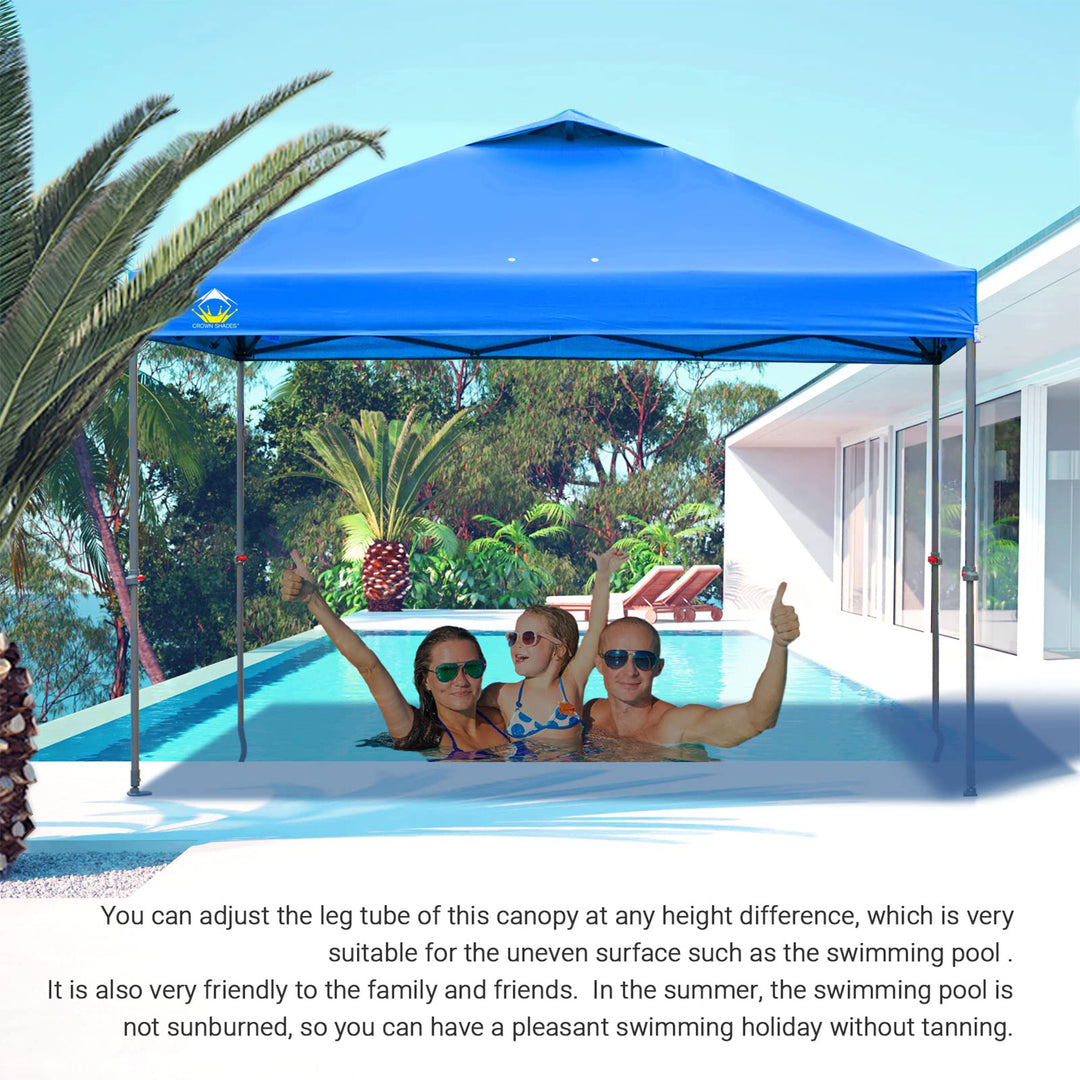 Crown Shades 10 x 10 Ft Pop Up Folding Shade Canopy w/Carry Bag, Blue (Open Box)