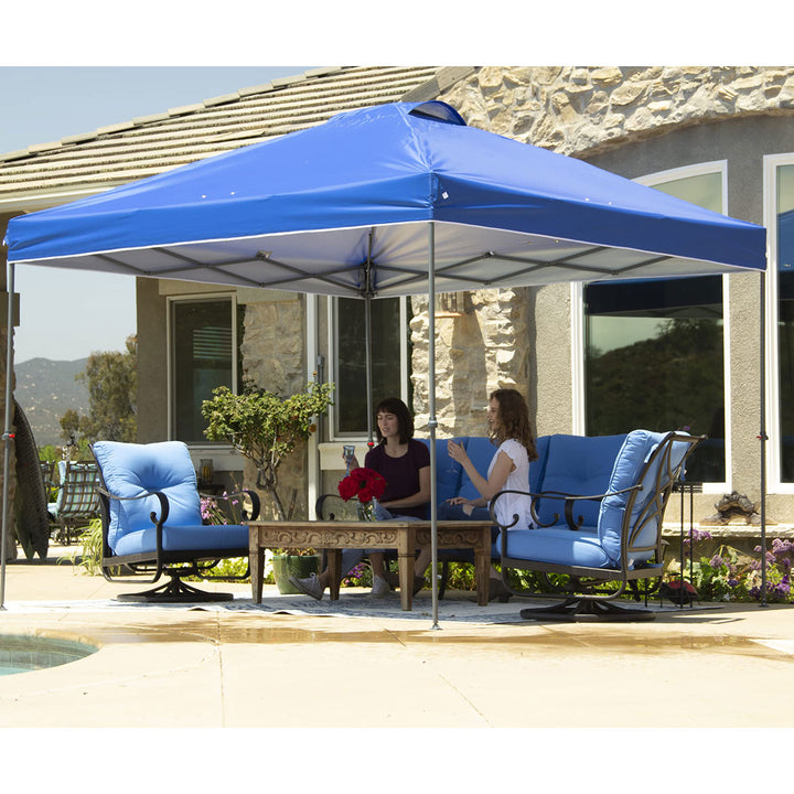 Crown Shades 10 x 10 Ft Pop Up Folding Shade Canopy w/Carry Bag, Blue (Open Box)