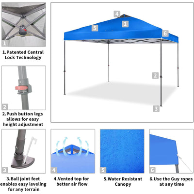 Crown Shades 10x10’ Instant Pop Up Folding Canopy & Carry Bag,Blue (Used) - VMInnovations