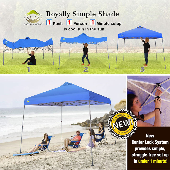 Crown Shades 11' x 11' Base 9' x 9' Top Instant Pop Up Canopy, Blue (Used)