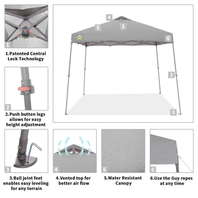 Crown Shades 11' x 11' Base 9' x 9' Top Pop Up Canopy w/Carry Bag, Gray (Used) - VMInnovations