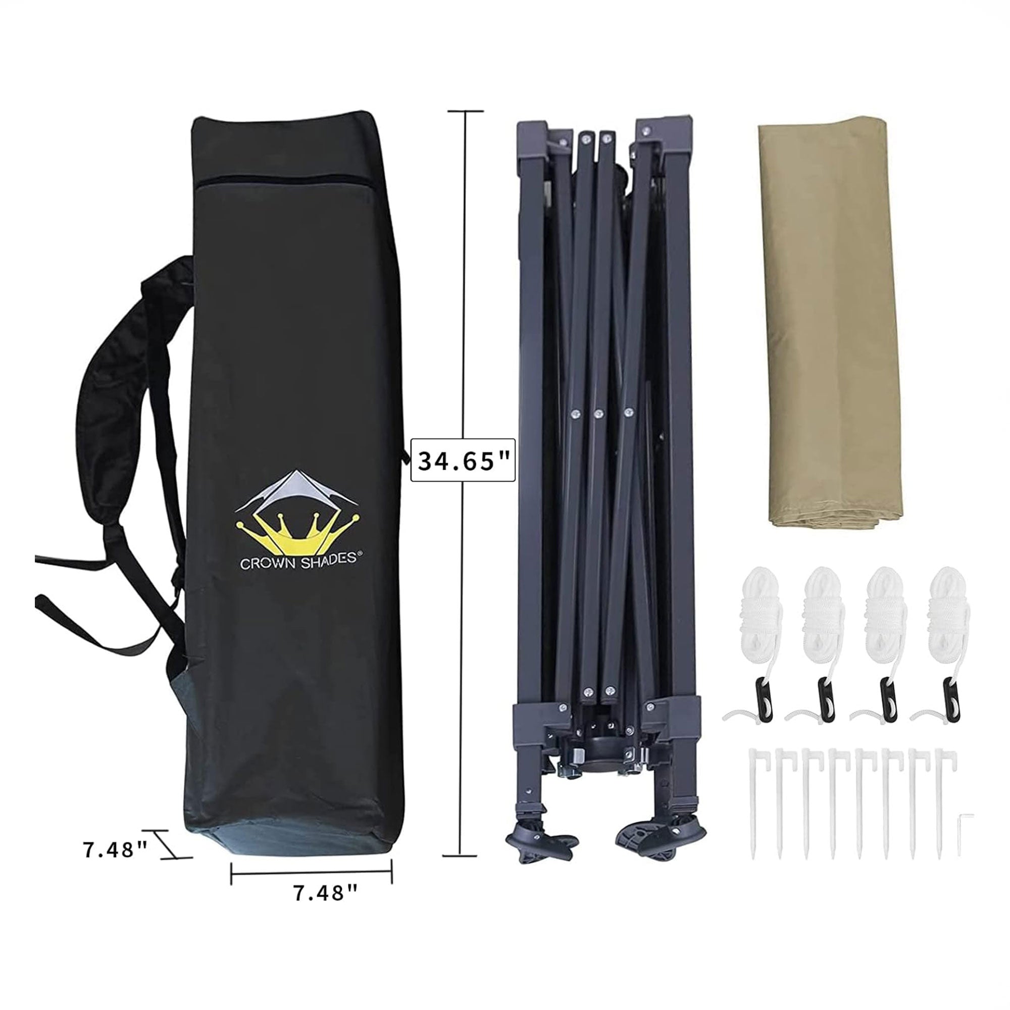 Crown Shades 8'x8' Base 6.5'x6.5' Canopy w/Carry Bag, Beige(Open Box) (Used) - VMInnovations