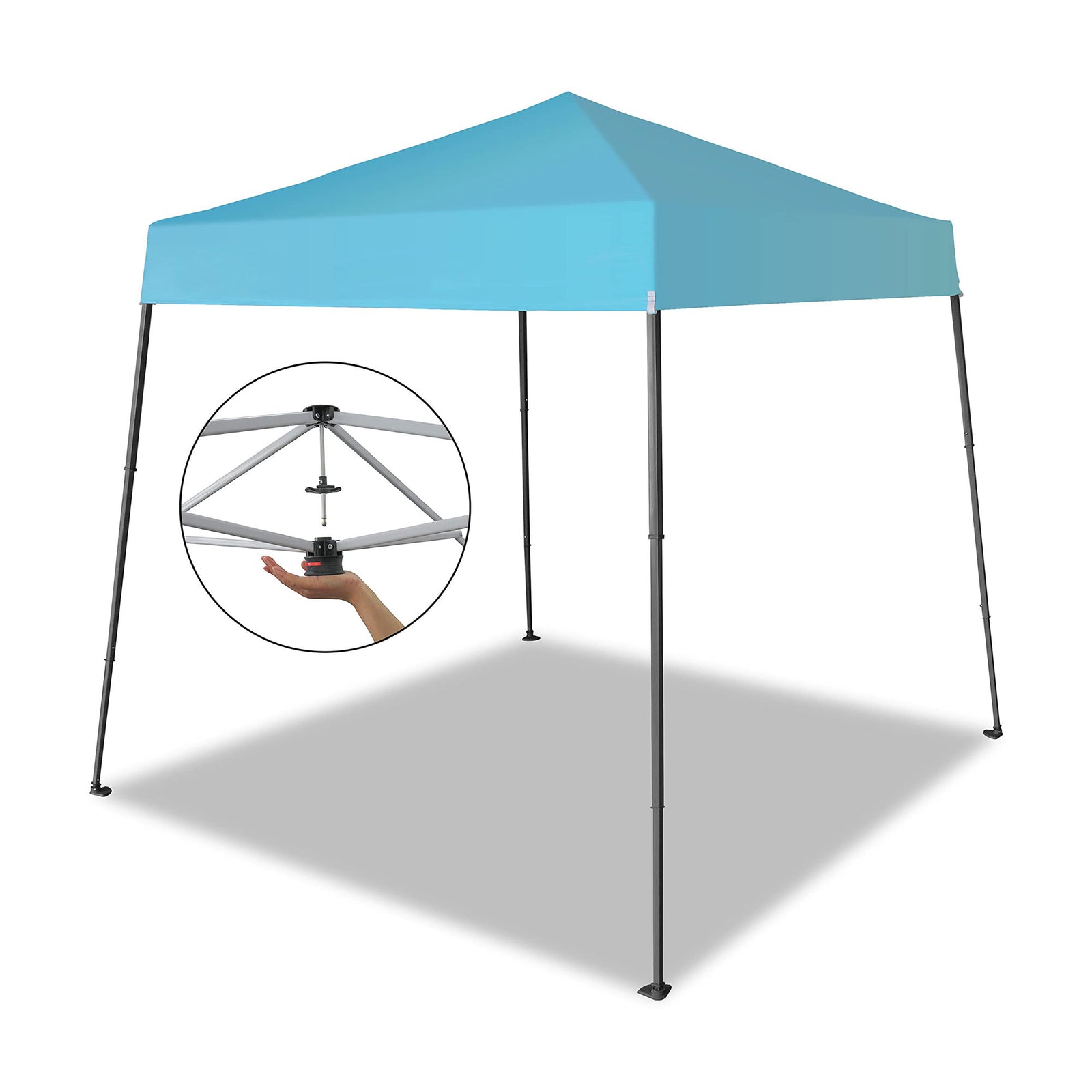 Crown Shades 8'x8' Base 6.5'x6.5' Top Pop Up Canopy w/Carry Bag, Blue (Open Box) - VMInnovations