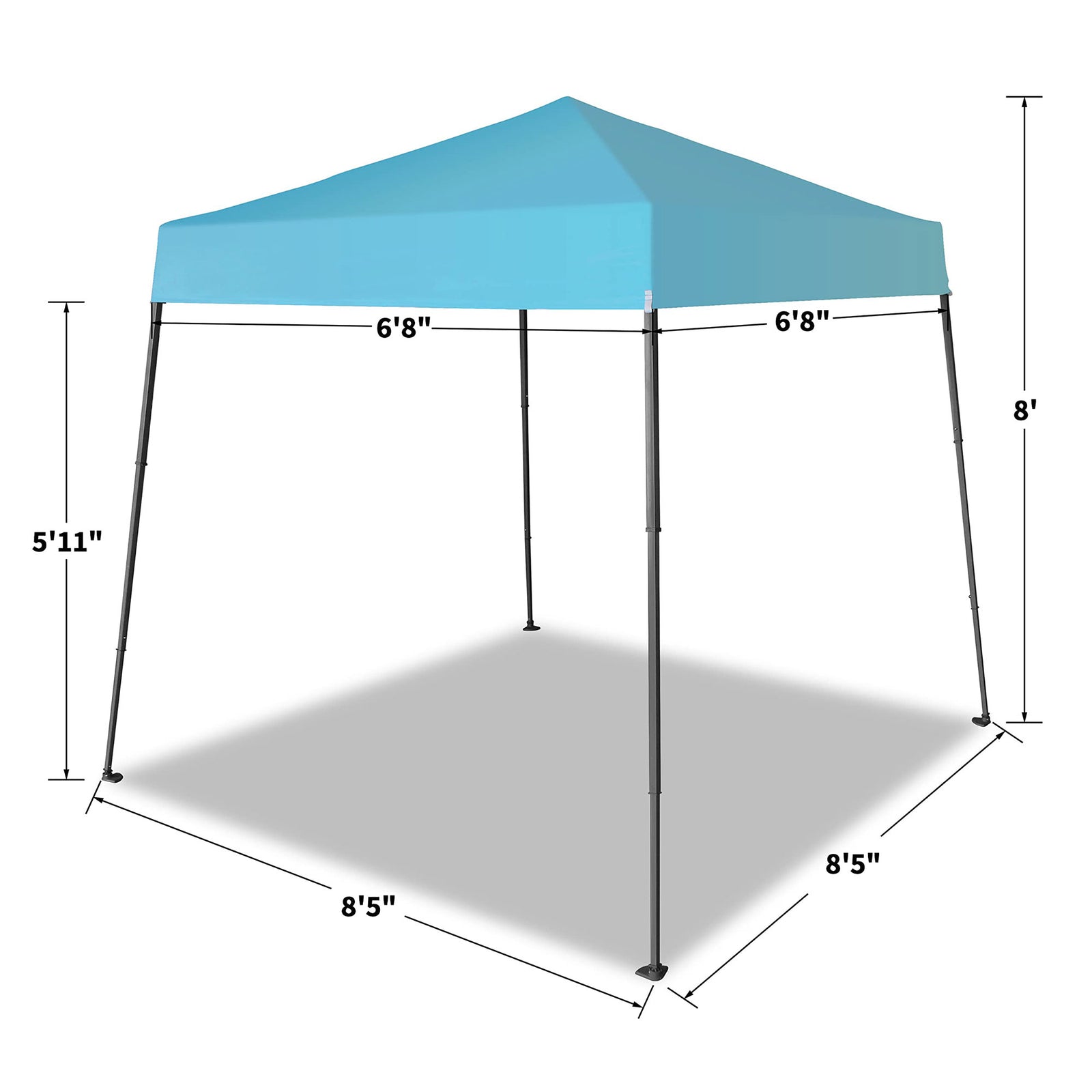 Crown Shades 8'x8' Base 6.5'x6.5' Top Pop Up Canopy w/Carry Bag, Blue (Open Box) - VMInnovations