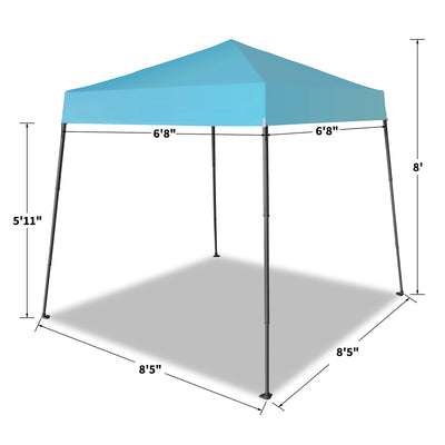 Crown Shades 8'x8' Base 6.5'x6.5' Top Pop Up Canopy w/Carry Bag, Blue (Open Box)