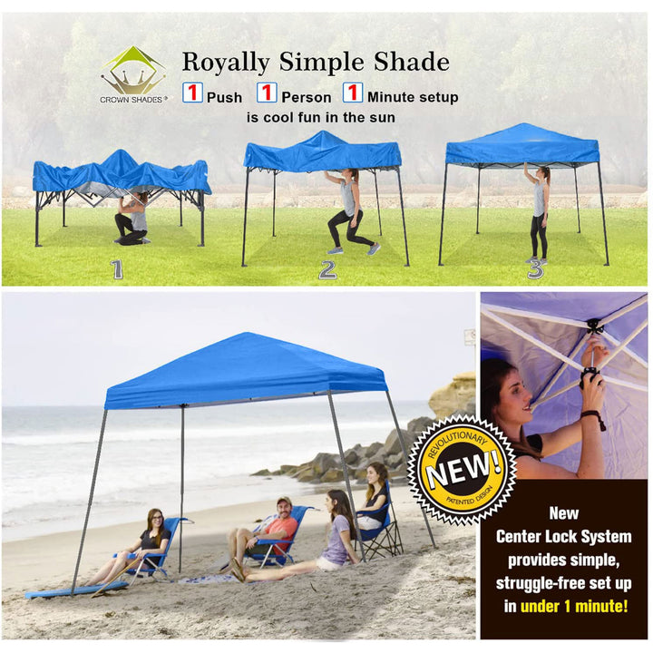 Crown Shades 10' x 10' Base 8' x 8' Top, Canopy w/Carry Bag, Blue (Used)