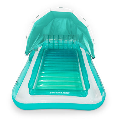 Swimline Original Inflatable Suntan Tub Lounge Float with Shade, Mint (Open Box) - VMInnovations