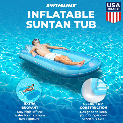 Swimline Original Suntan Tub Relaxing Outdoor Cushioned Water Lounge Float, Blue - VMInnovations