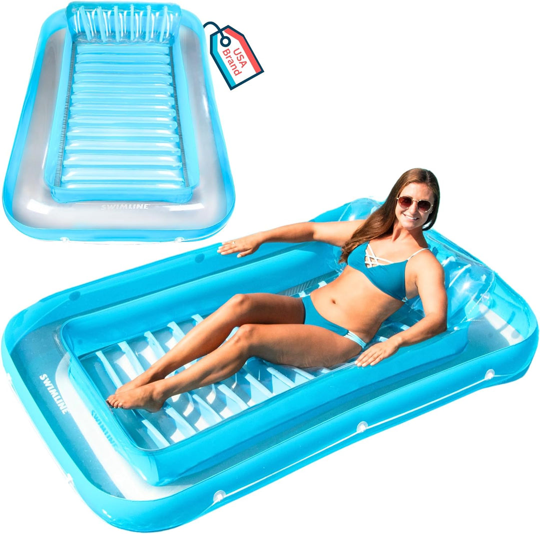 Swimline Original Suntan Tub Relaxing Outdoor Cushioned Water Lounge Float, Blue