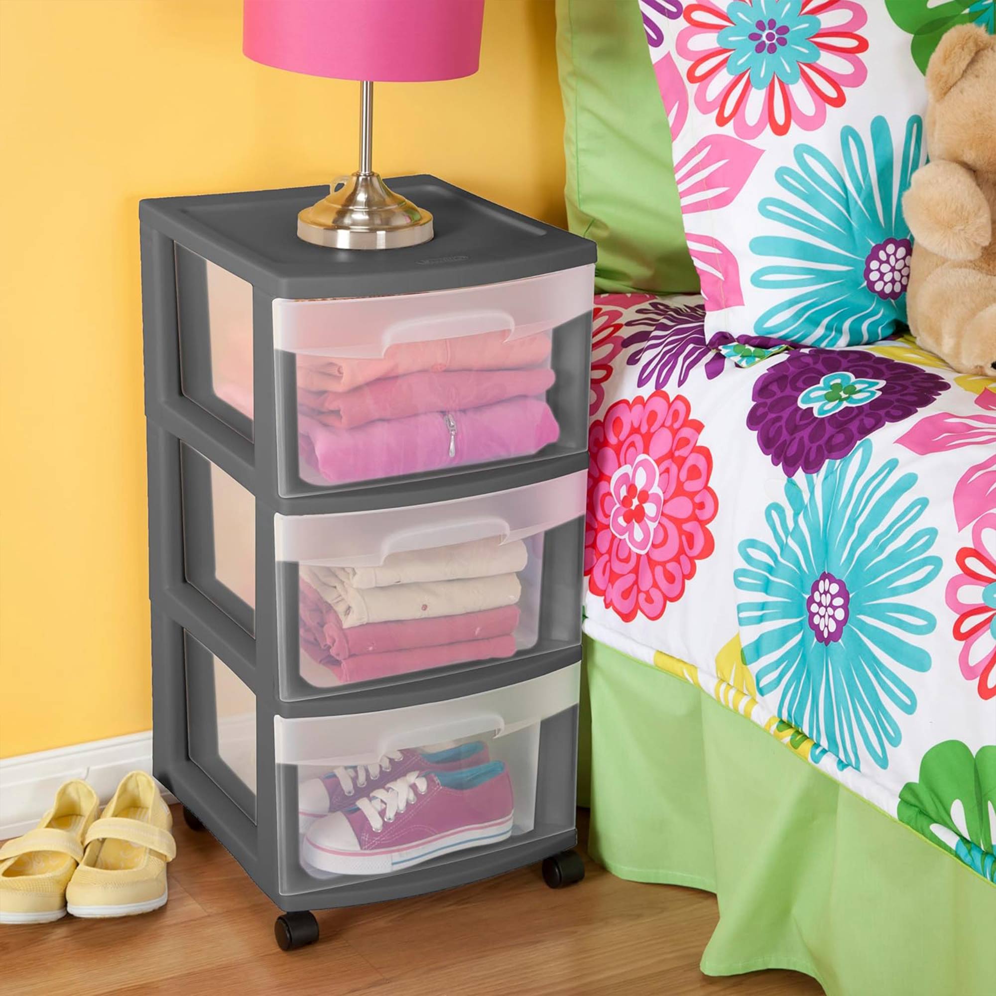Sterilite 3 Drawer Home Organizer Storage Cart w/Caster Wheels, Gray (2 Pack) - VMInnovations