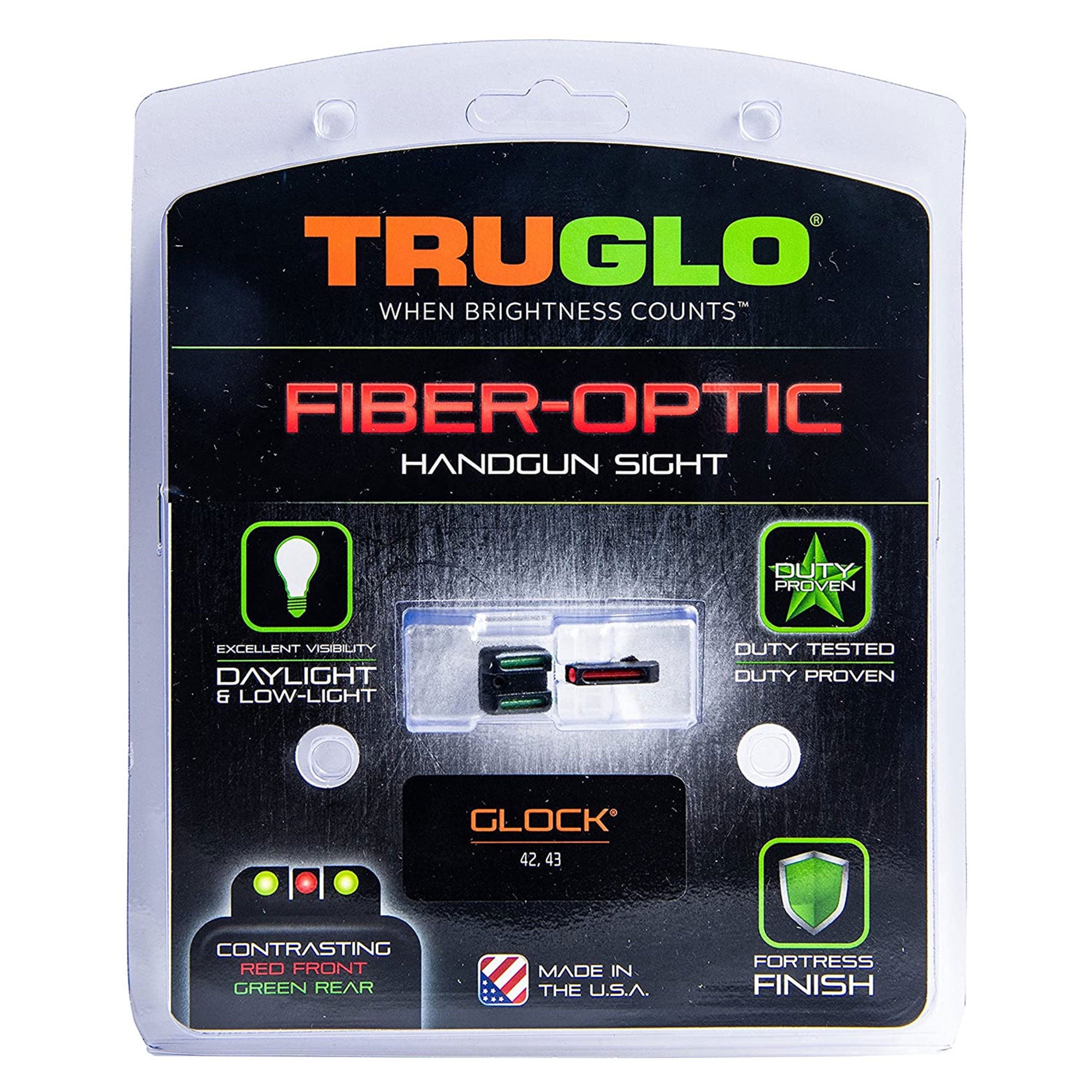 TruGlo Fiber Optic Handgun Pistol Sight Accessories for Glock 42 and 43 (3 Pack)